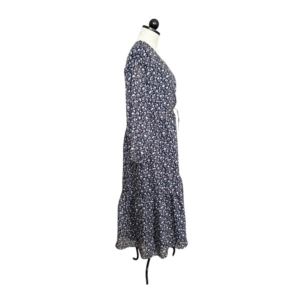 Madewell Tie-Waist Midi Dress in Harvest Vine Deep Navy Floral V- Size Small - Picture 6 of 16